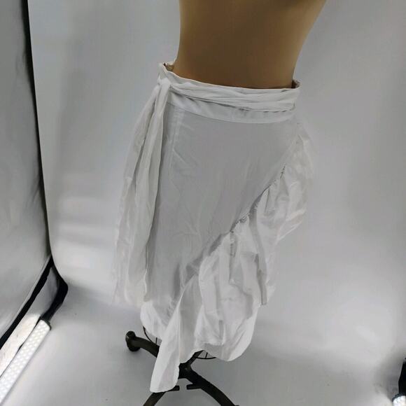 MILLY Skirt Lagenlook Stripe 100% Cotton White Midi Women's Size 4 - Picture 9 of 14